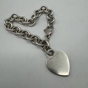 Tiffany heart tag charm silver bracelet.